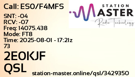 QSL Card for 2E0KJF QSO with ES0/F4MFS