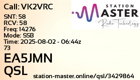 QSL Card for EA5JMN QSO with VK2VRC