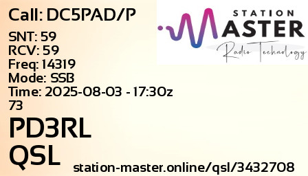 QSL Card for PD3RL QSO with DC5PAD/P
