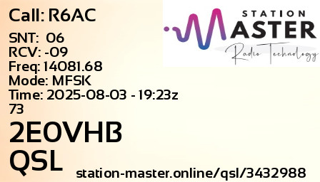 QSL Card for 2E0VHB QSO with R6AC
