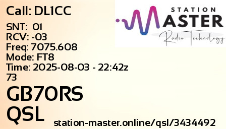 QSL Card for GB70RS QSO with DL1CC