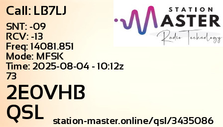 QSL Card for 2E0VHB QSO with LB7LJ
