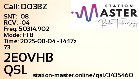 QSL Card for 2E0VHB QSO with DO3BZ