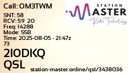 QSL Card for 2I0DKQ QSO with OM3TWM