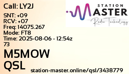 QSL Card for M5MOW QSO with LY2J