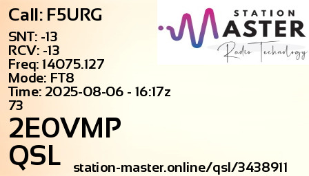 QSL Card for 2E0VMP QSO with F5URG