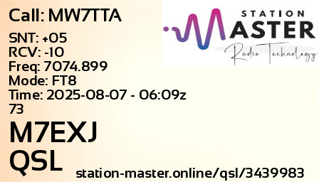 QSL Card for M7EXJ QSO with MW7TTA