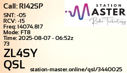 QSL Card for ZL4SY QSO with RI42SP