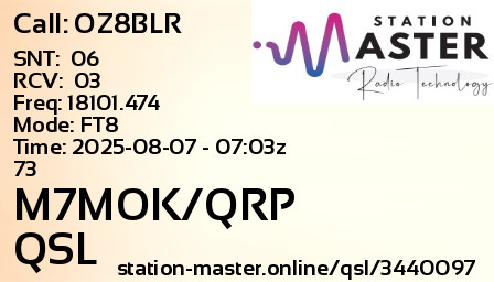 QSL Card for M7MOK/QRP QSO with OZ8BLR