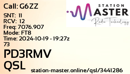 QSL Card for PD3RMV QSO with G6ZZ