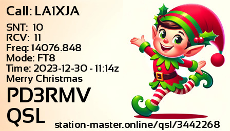QSL Card for PD3RMV QSO with LA1XJA