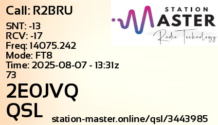 QSL Card for 2E0JVQ QSO with R2BRU