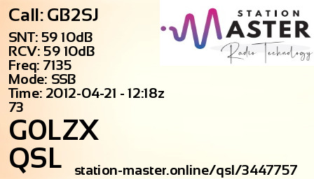 QSL Card for G0LZX QSO with GB2SJ