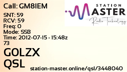 QSL Card for G0LZX QSO with GM8IEM