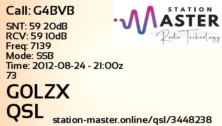 QSL Card for G0LZX QSO with G4BVB