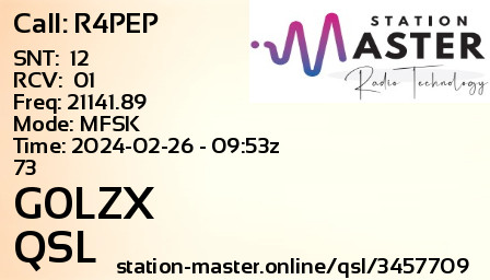 QSL Card for G0LZX QSO with R4PEP