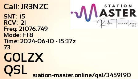 QSL Card for G0LZX QSO with JR3NZC