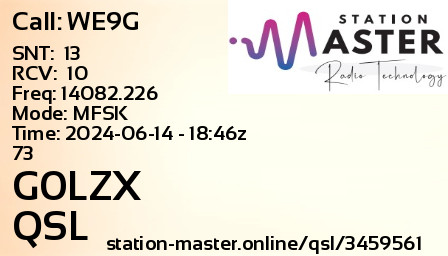QSL Card for G0LZX QSO with WE9G
