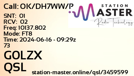 QSL Card for G0LZX QSO with OK/DH7WW/P