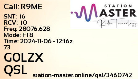 QSL Card for G0LZX QSO with R9ME