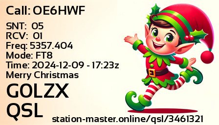 QSL Card for G0LZX QSO with OE6HWF
