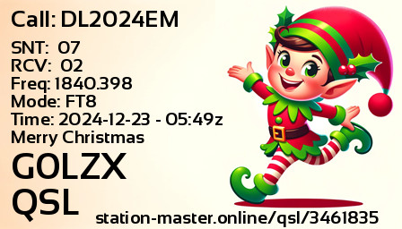 QSL Card for G0LZX QSO with DL2024EM