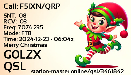 QSL Card for G0LZX QSO with F5IXN/QRP