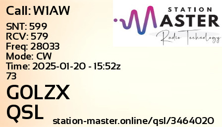 QSL Card for G0LZX QSO with W1AW