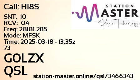 QSL Card for G0LZX QSO with HI8S