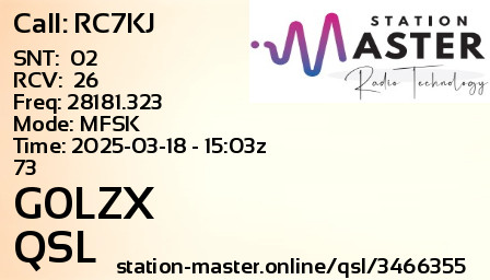 QSL Card for G0LZX QSO with RC7KJ