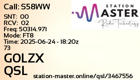 QSL Card for G0LZX QSO with S58WW