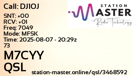 QSL Card for M7CYY QSO with DJ1OJ