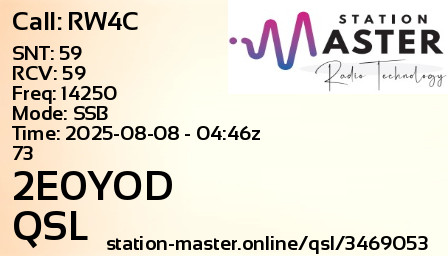 QSL Card for 2E0YOD QSO with RW4C