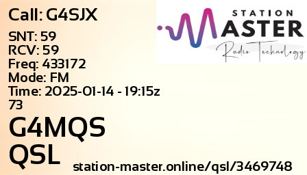 QSL Card for G4MQS QSO with G4SJX