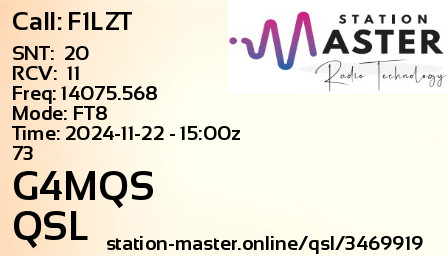 QSL Card for G4MQS QSO with F1LZT