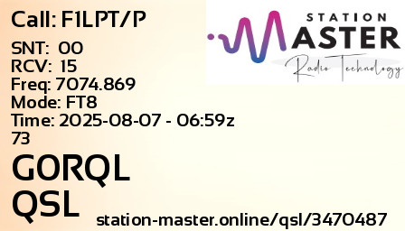 QSL Card for G0RQL QSO with F1LPT/P