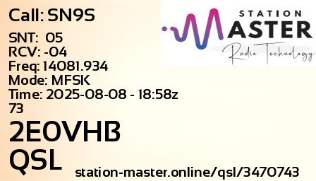 QSL Card for 2E0VHB QSO with SN9S