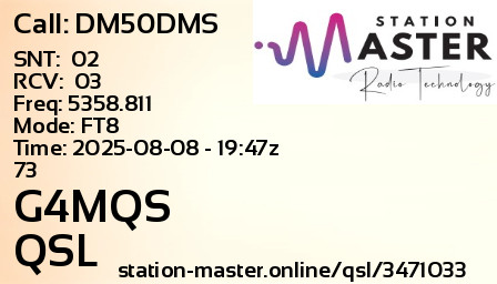 QSL Card for G4MQS QSO with DM50DMS