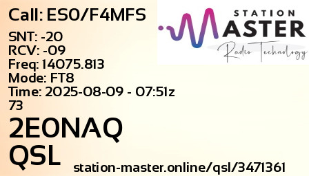 QSL Card for 2E0NAQ QSO with ES0/F4MFS
