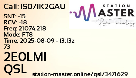 QSL Card for 2E0LMI QSO with IS0/IK2GAU