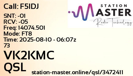 QSL Card for VK2KMC QSO with F5IDJ