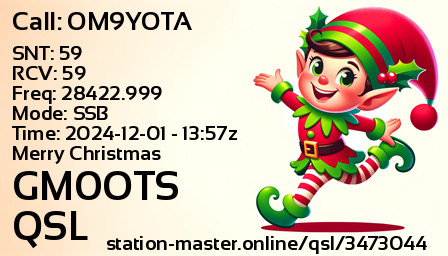 QSL Card for GM0OTS QSO with OM9YOTA