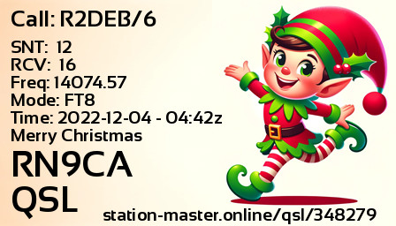 QSL Card for RN9CA QSO with R2DEB/6