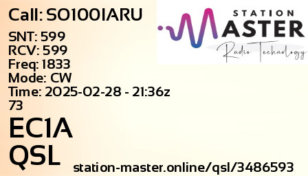 QSL Card for EC1A QSO with SO100IARU