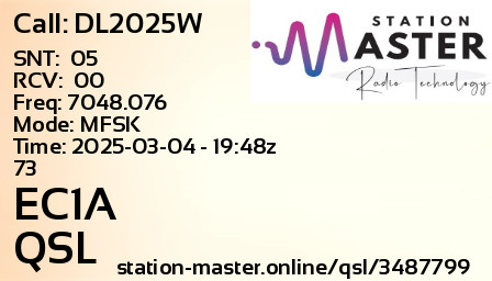 QSL Card for EC1A QSO with DL2025W