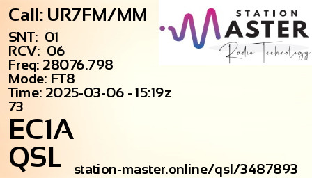 QSL Card for EC1A QSO with UR7FM/MM