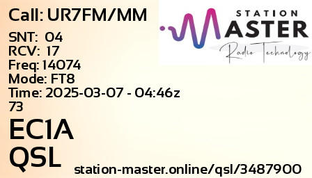 QSL Card for EC1A QSO with UR7FM/MM