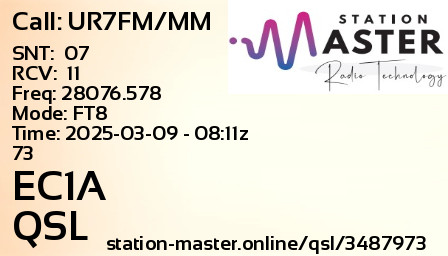 QSL Card for EC1A QSO with UR7FM/MM