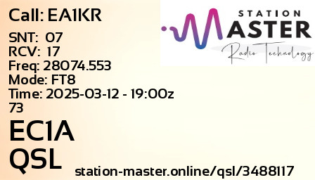 QSL Card for EC1A QSO with EA1KR