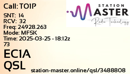 QSL Card for EC1A QSO with TO1P